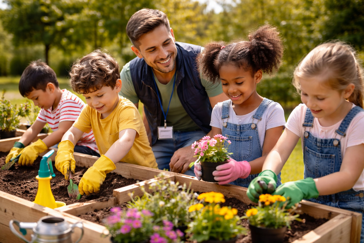 Photo illustrant une activité collective en extérieur proposée par le SESSAD de l’Association Autisme Apprendre Autrement, favorisant la coopération, l’autonomie et les interactions sociales d’enfants présentant des troubles du spectre de l’autisme.
