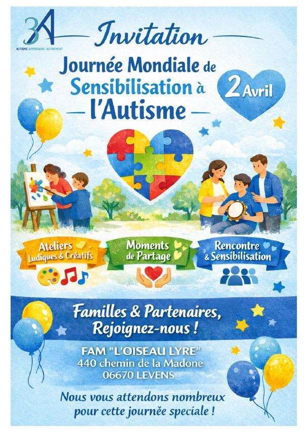Journée mondiale de sensibilisation à l'autisme à Levens le 2 avril 2026