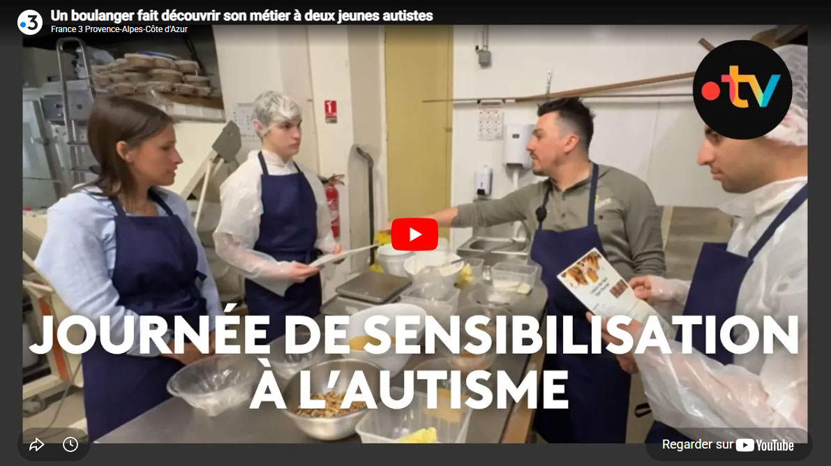 Reportage France 3 PACA pour la journée de l'autisme 2026 : Atelier d'inclusion pour l'emploi de jeunes autistes en boulangerie
